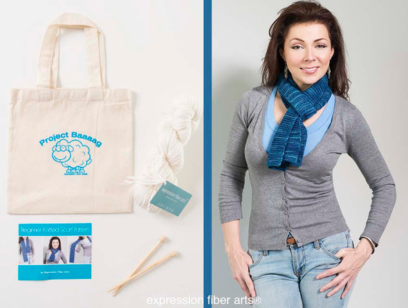 Beginner Knitted Scarf Kit - Choose Your Color