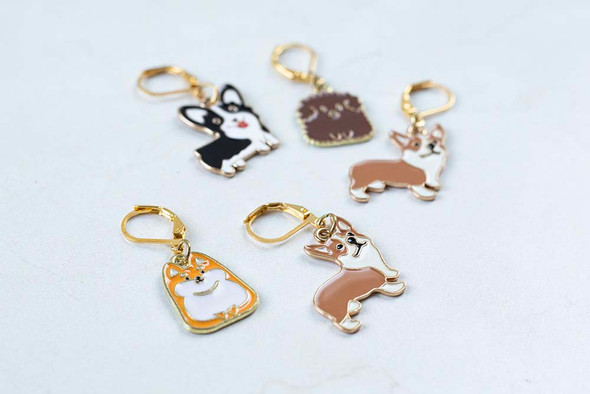 Enamel Puppers Stitch Markers – Set of 5