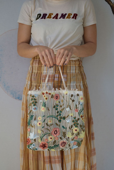Embroidered Wildflower Bag