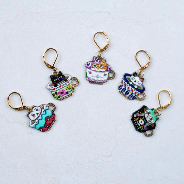 Teacup Kitties Stitch Markers – Set of 5