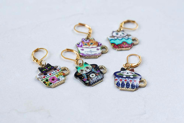 Teacup Kitties Stitch Markers – Set of 5
