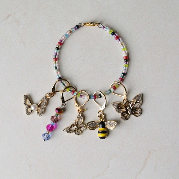 Fancy Butterflies Stitch Markers with Beaded Holder